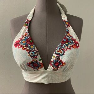 Xoxo paisley printed Halter Bikini Top with beading